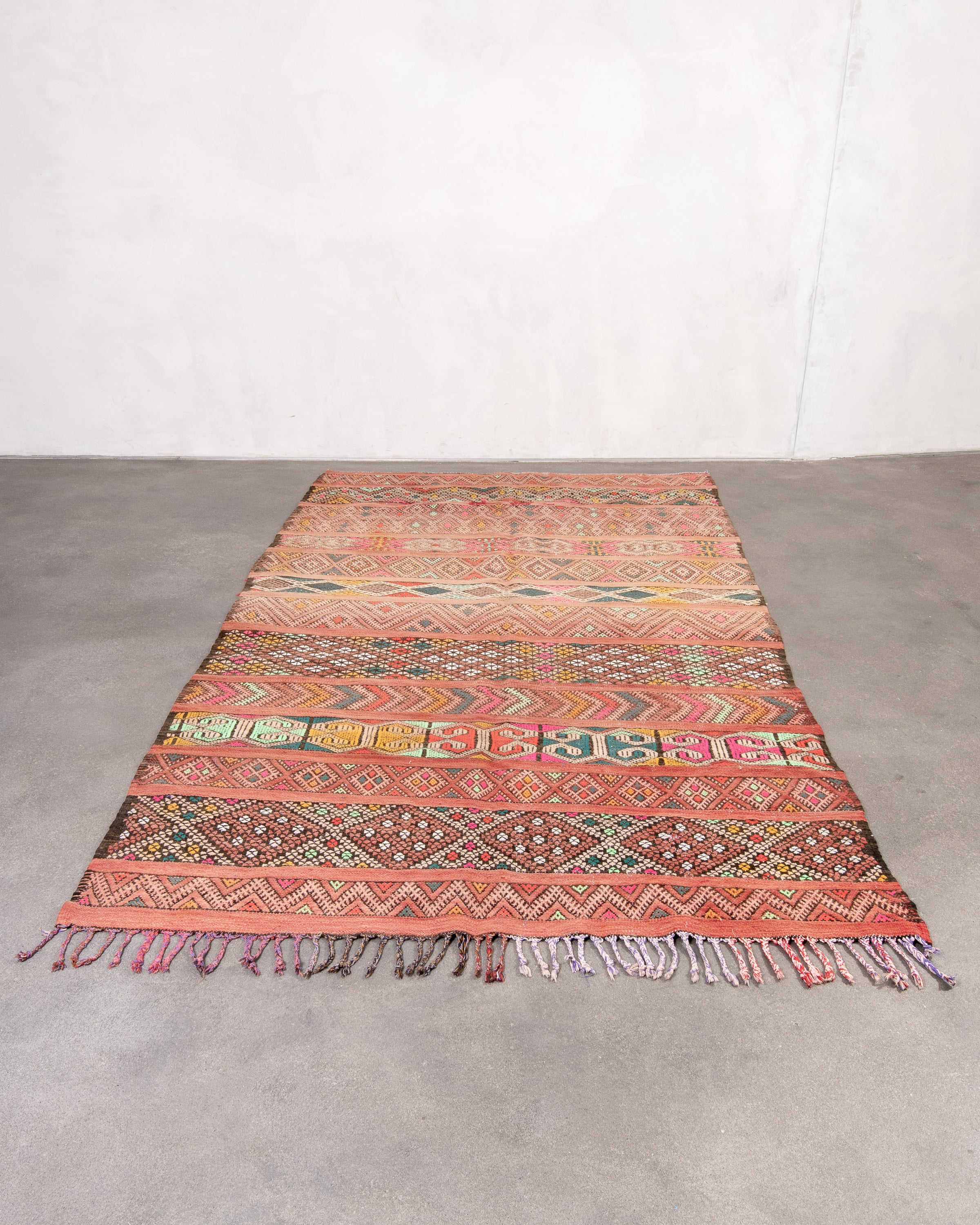 Modern designer handcrafted Berber rug from morocco Kelim with beautiful colors and patterns